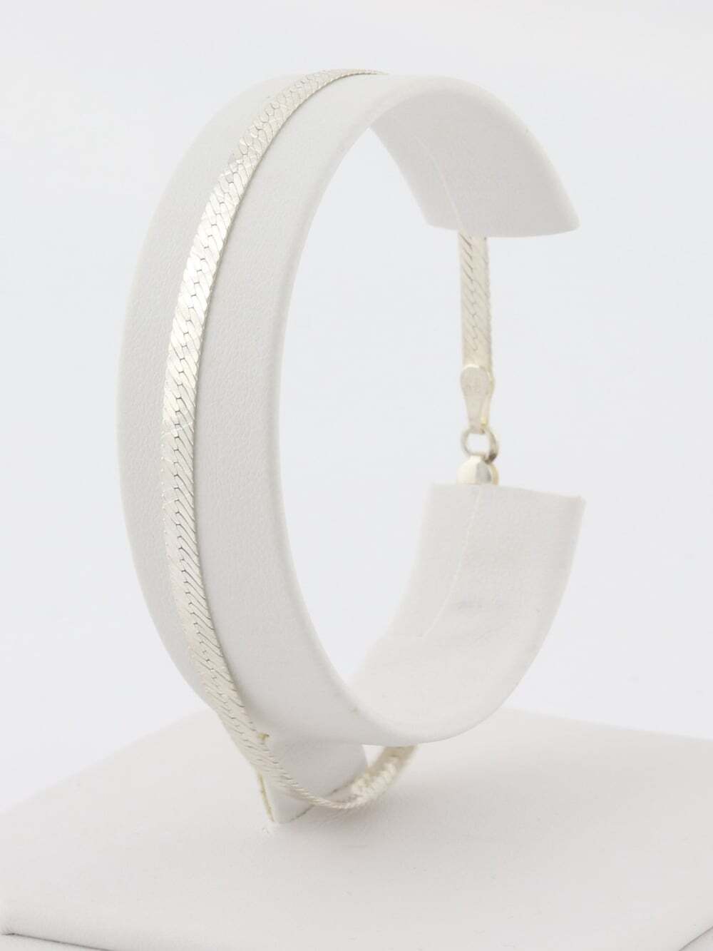 Sterling Silver Dainty Patterned Herringbone Bracelet 7 1/2" to 8" inch